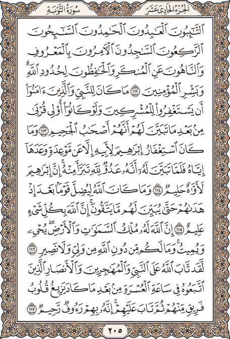صفحة 205 من المصحف الشريف