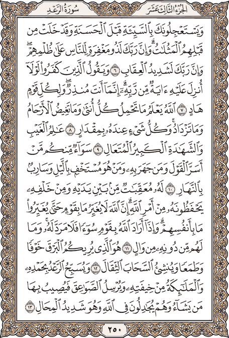 صفحة 250 من المصحف الشريف