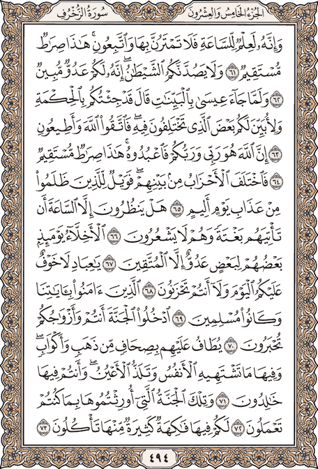 صفحة 494 من المصحف الشريف