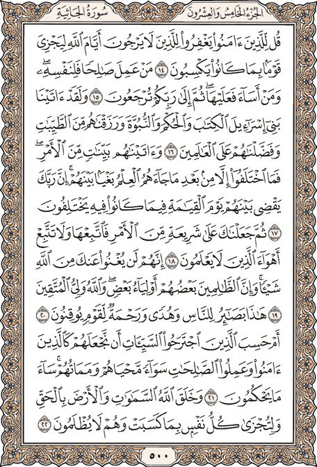 صفحة 500 من المصحف الشريف